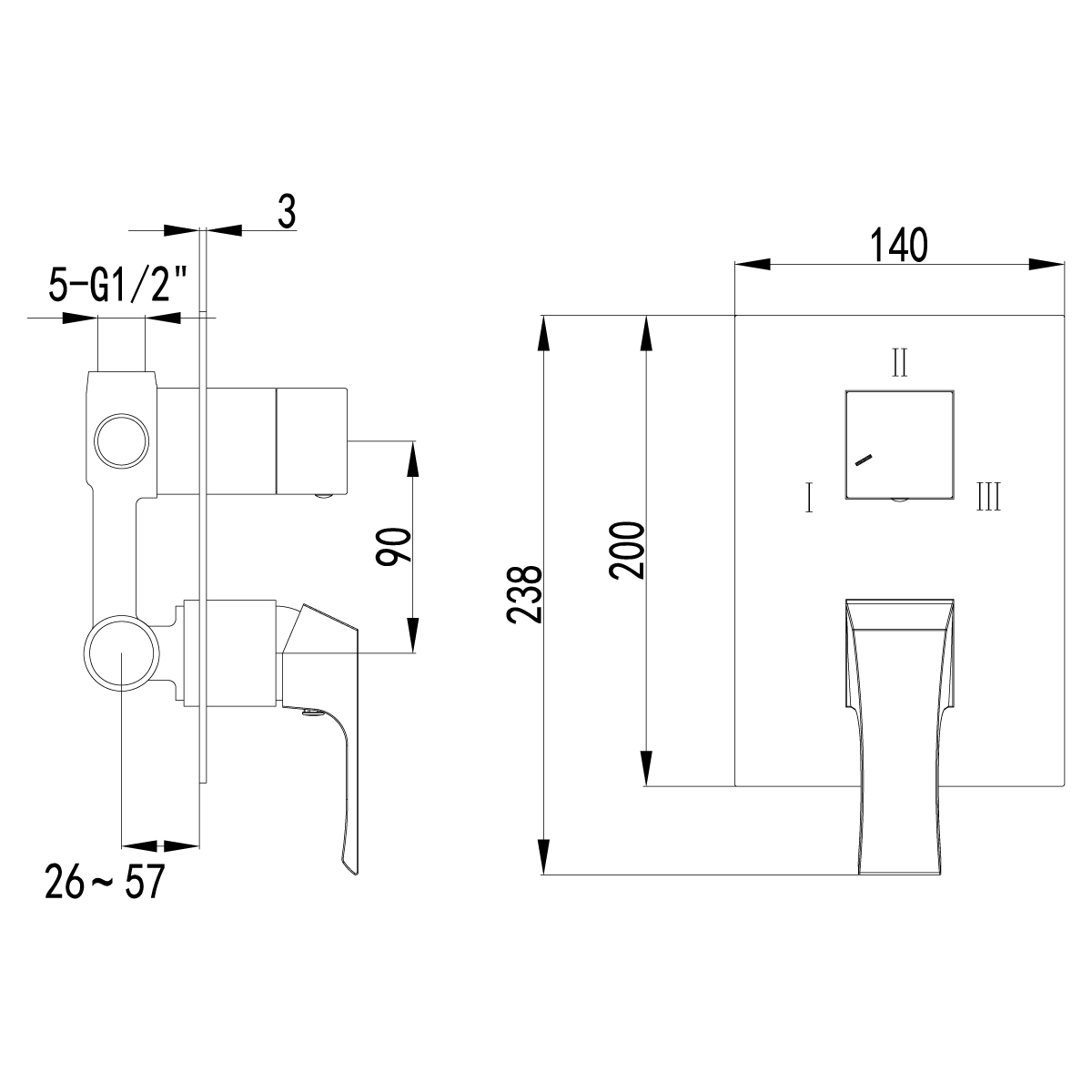 Смеситель для ванны с душем Lemark Unit LM4528C С ВНУТРЕННЕЙ ЧАСТЬЮ