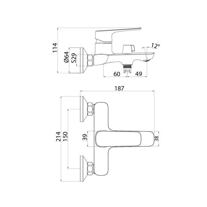 Смеситель для ванны с душем IDDIS Sign SIGSB02i02WA