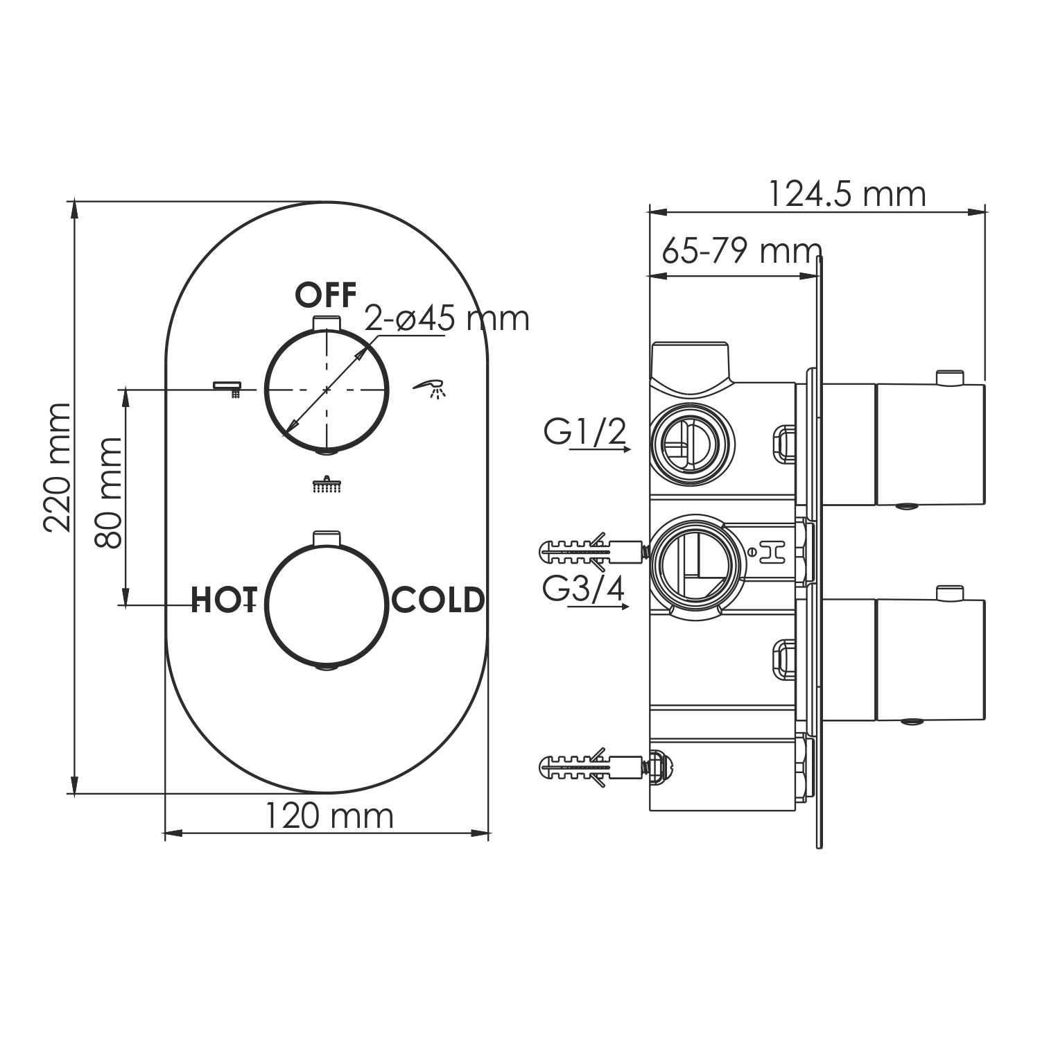 Термостатический смеситель Wasserkraft Berkel 4844 Thermo С ВНУТРЕННЕЙ ЧАСТЬЮ, для ванны с душем