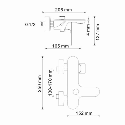 Смеситель для ванны с душем Wasserkraft Dinkel 5801