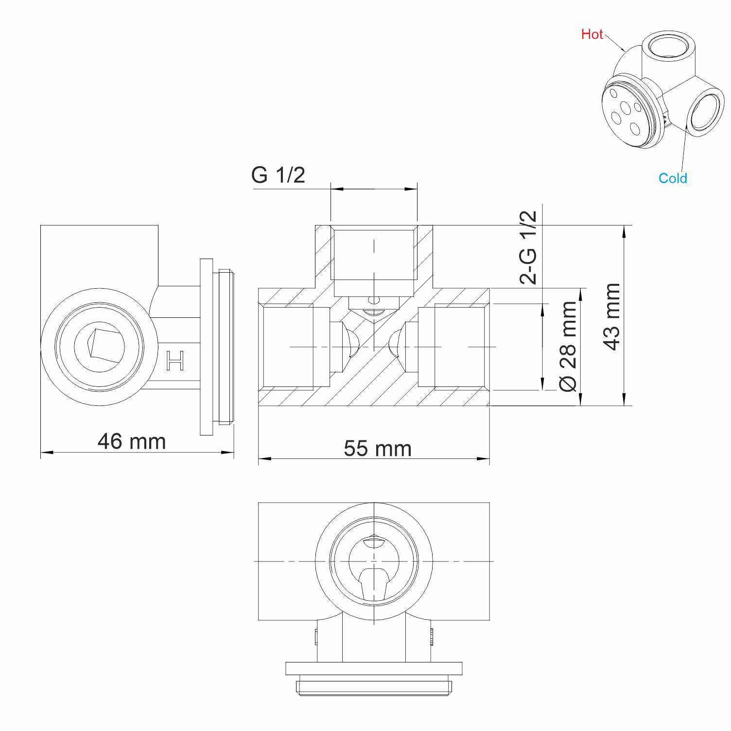 Смеситель для душа Wasserkraft Main 4151 С ВНУТРЕННЕЙ ЧАСТЬЮ