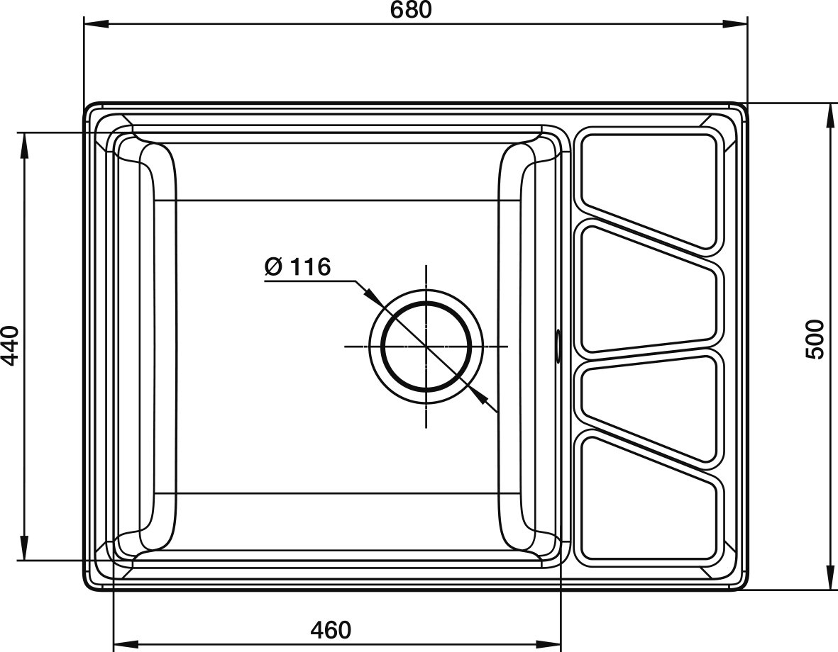 Мойка кухонная GranFest Vertex GF-V-680L песочная