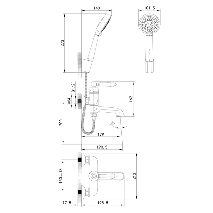 Смеситель для ванны с душем IDDIS Oxford OXFSB02i02