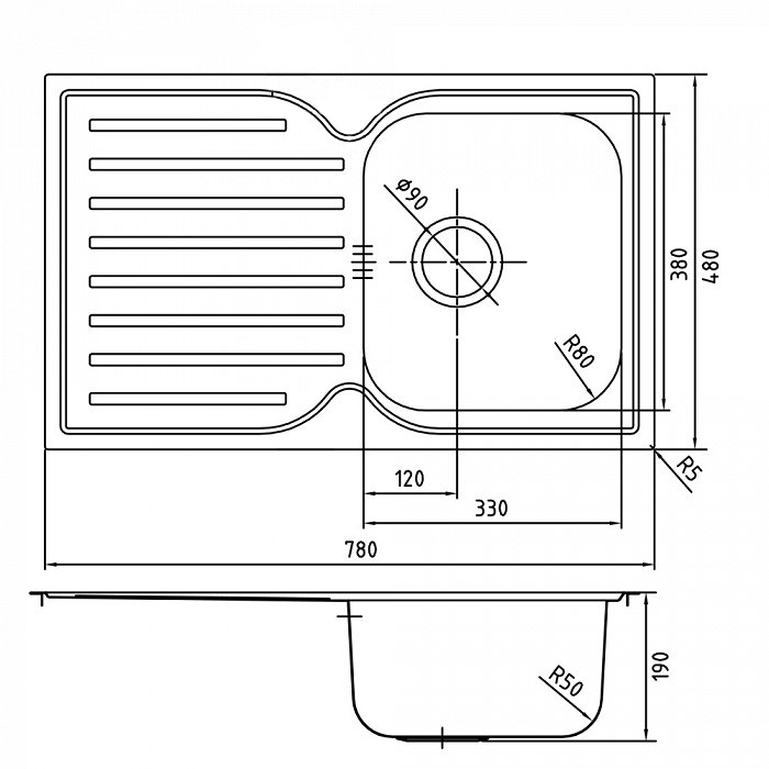 Мойка кухонная IDDIS Strit STR78SDi77