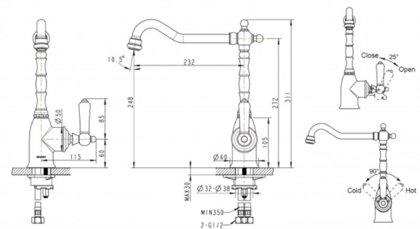 Смеситель для кухни Bravat Art F775109G-1