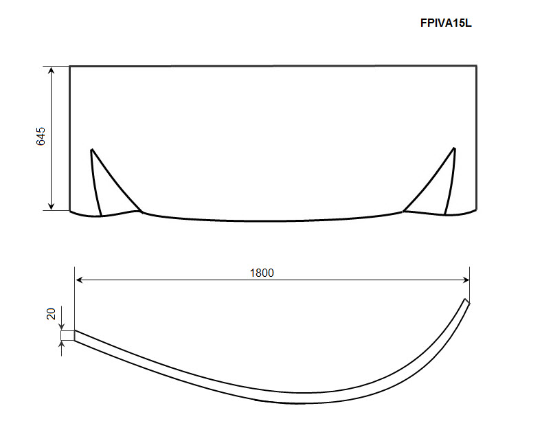 Экран Timo FPIVA15L 180x64.5, левый