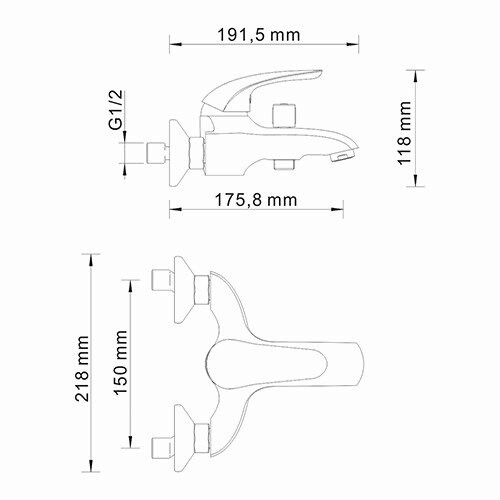 Смеситель для ванны с душем Wasserkraft Rossel 2801