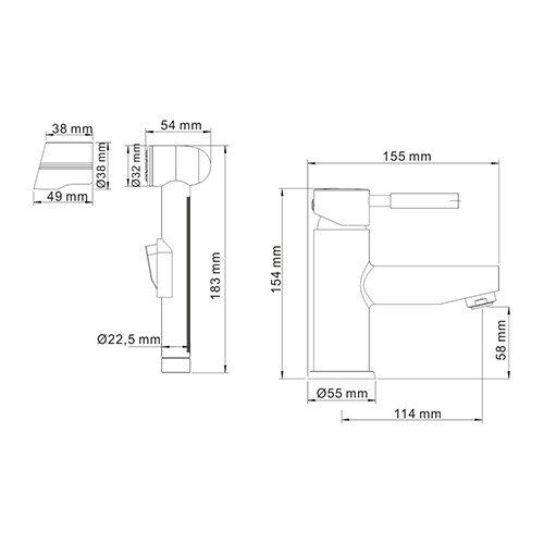 Смеситель для раковины Wasserkraft Main 4108 с гигиеническим душем