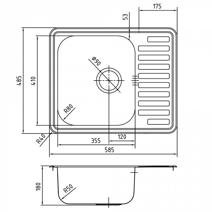 Мойка кухонная IDDIS Strit STR58SDi77