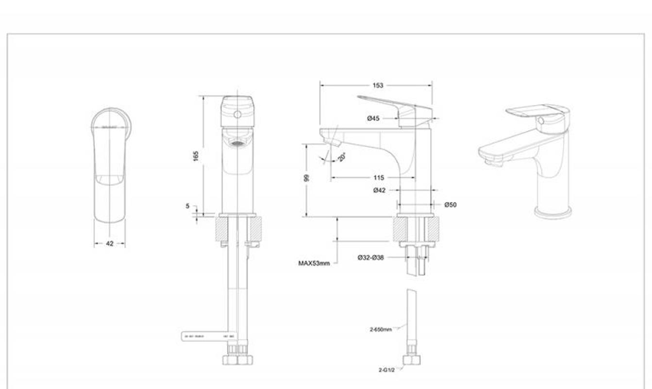 Смеситель для раковины Bravat Rhein F1429564CP-9-ENG