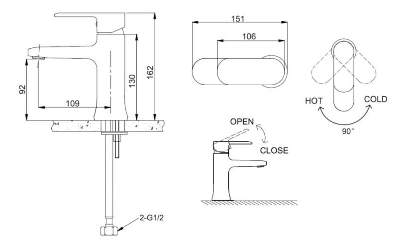 Смеситель для раковины Bravat Opal F1125183CP