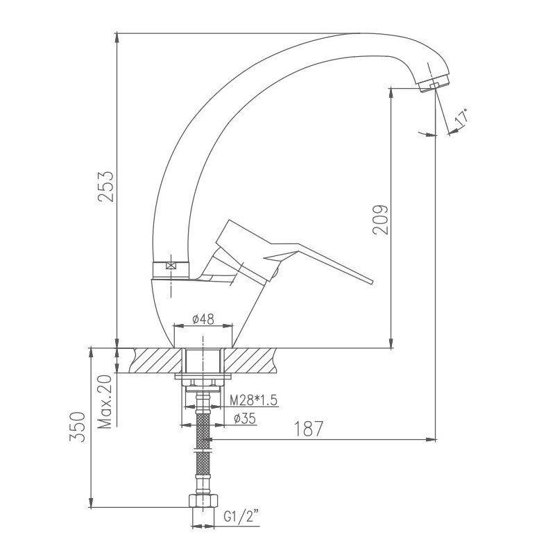 Смеситель для кухни Haiba HB63 HB4163-2