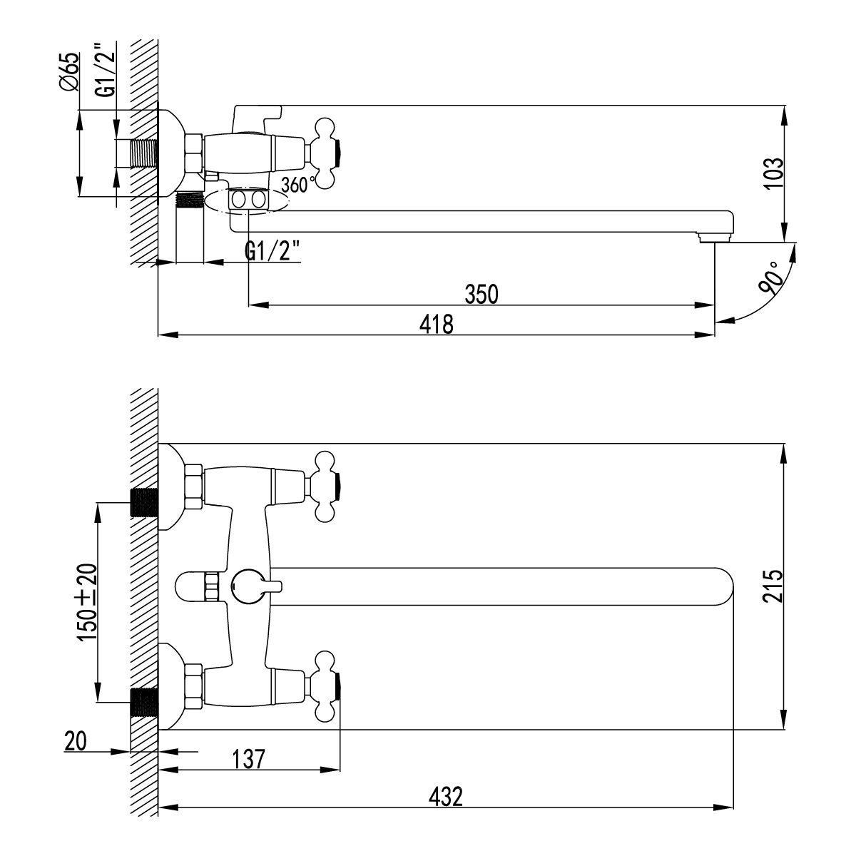 Универсальный смеситель Lemark Standard LM2112C