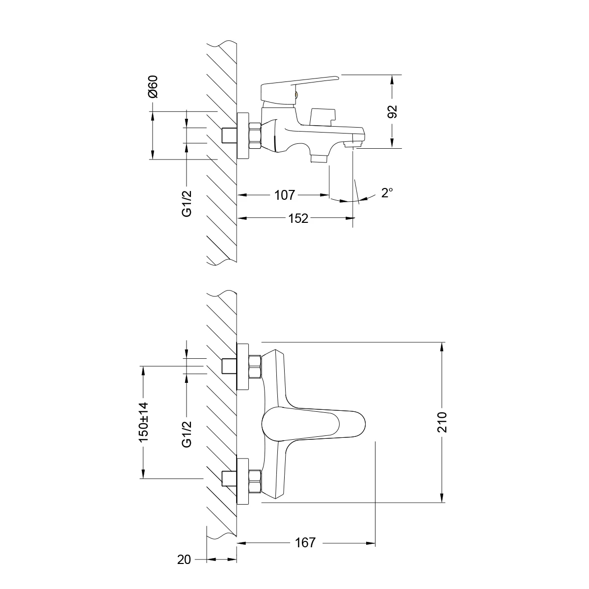 Смеситель для ванны с душем Lemark Point LM0314C