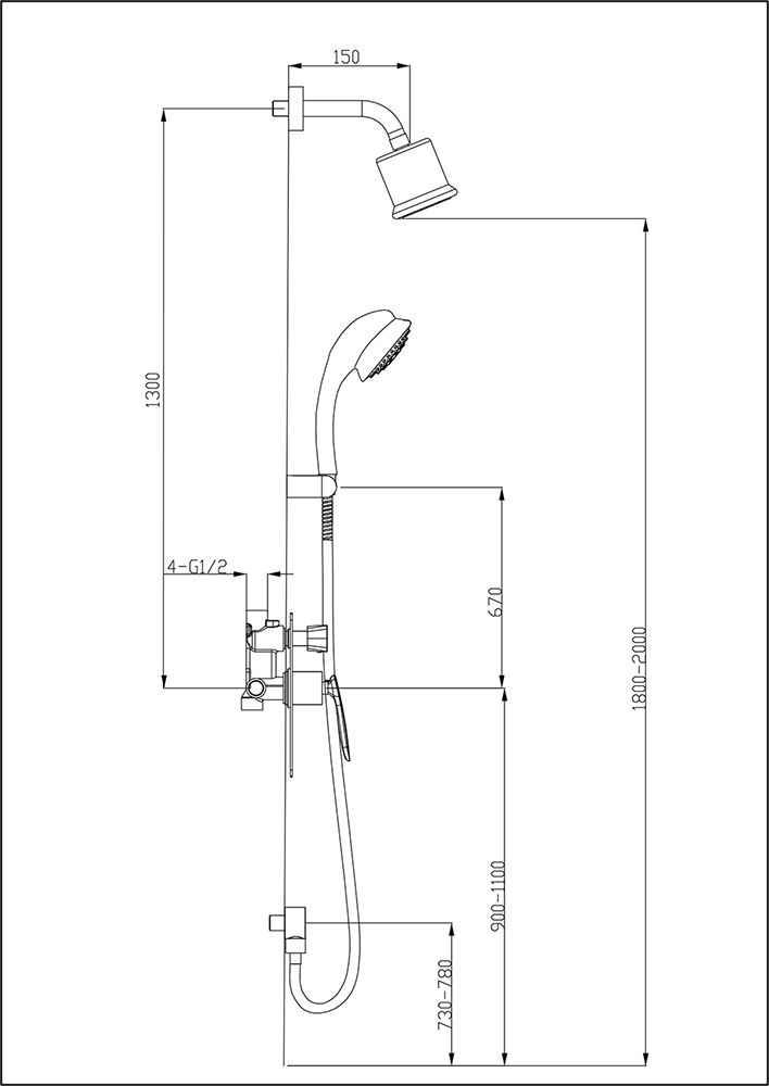 Душевой комплект Timo Helmi HelmiSX-4059/00-16SMchrom-white С ВНУТРЕННЕЙ ЧАСТЬЮ