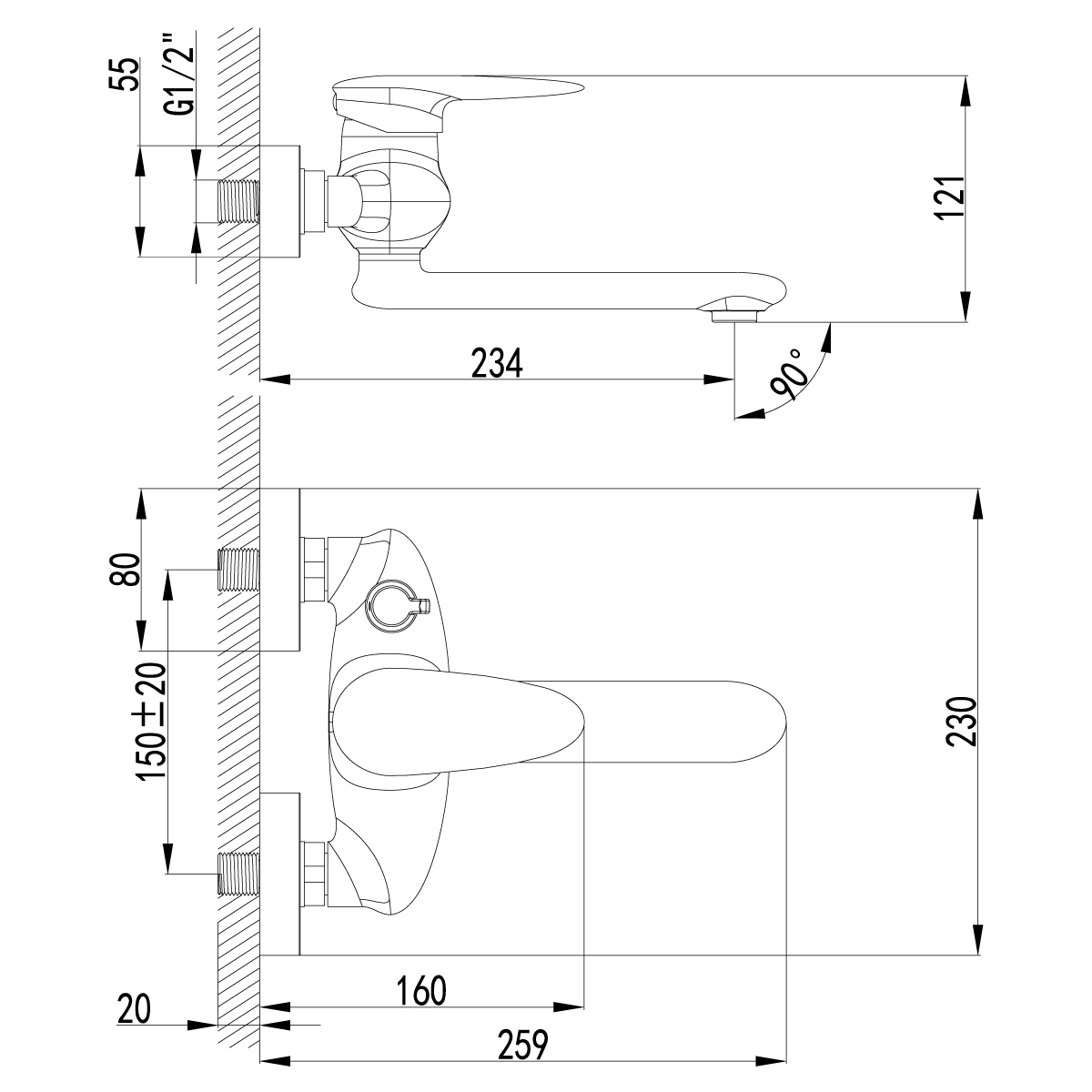 Смеситель для ванны с душем Lemark Status LM4414C