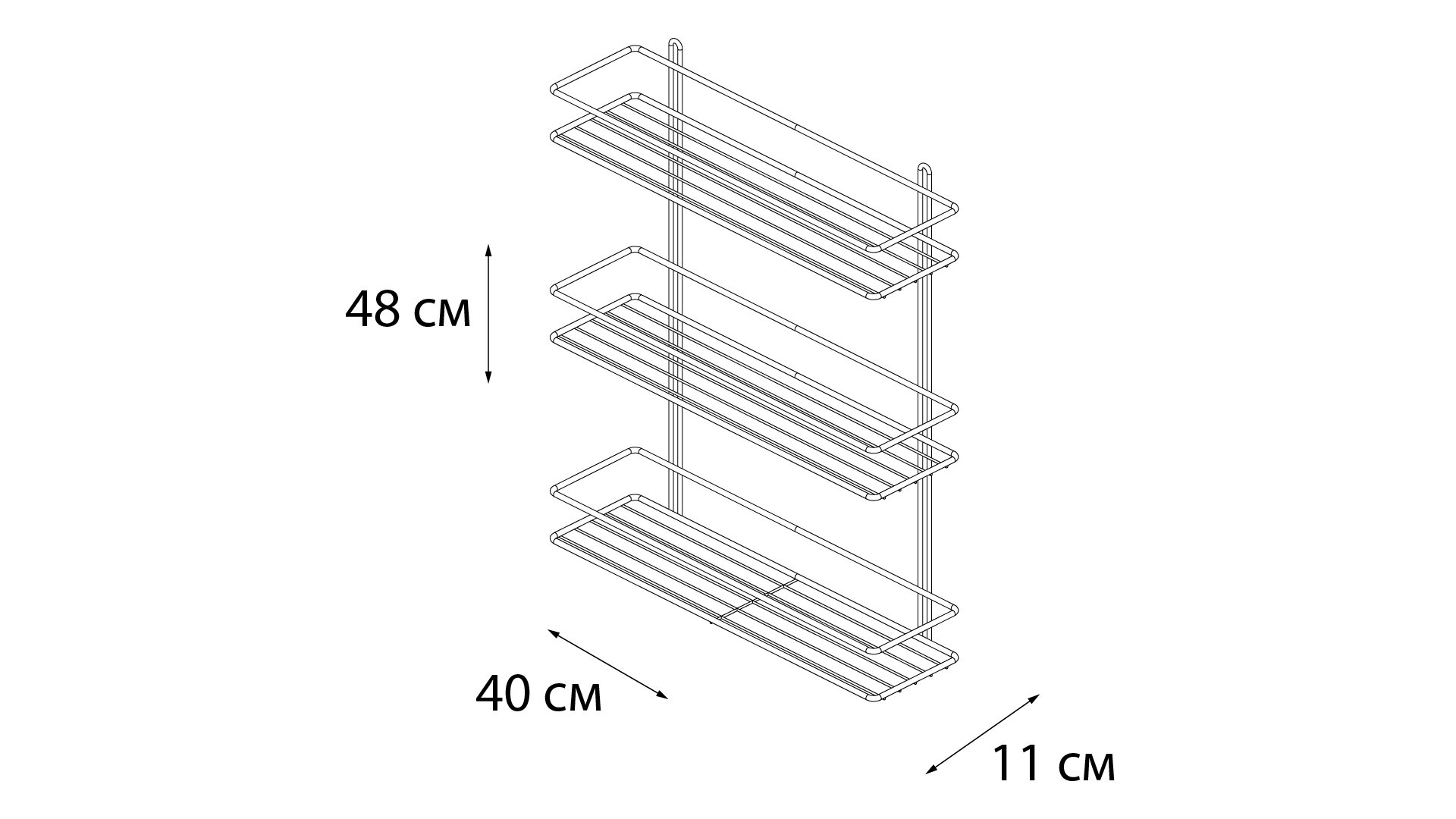 Полка Fixsen FX-730B-3 прямая, черная