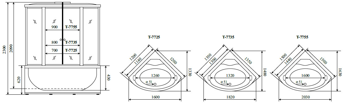 Душевой бокс Timo Lux T-7755