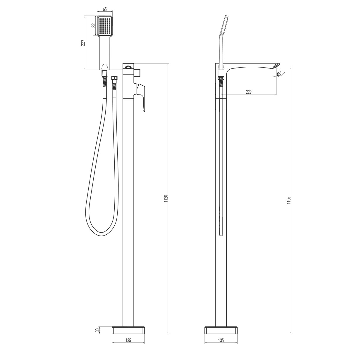 Напольный смеситель для ванны с душем Lemark Unit LM4544C