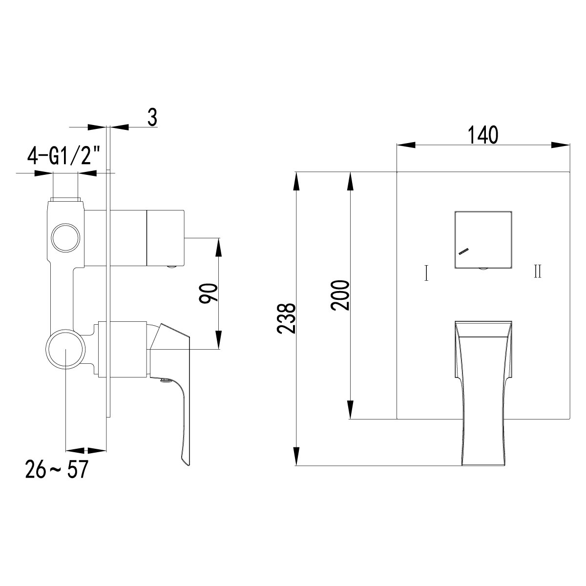 Смеситель для ванны с душем Lemark Unit LM4527C С ВНУТРЕННЕЙ ЧАСТЬЮ