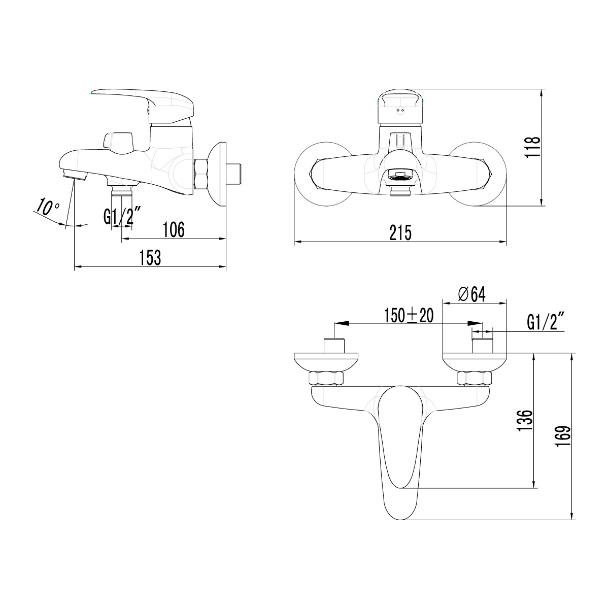 Смеситель для ванны с душем Lemark Pramen LM3314C