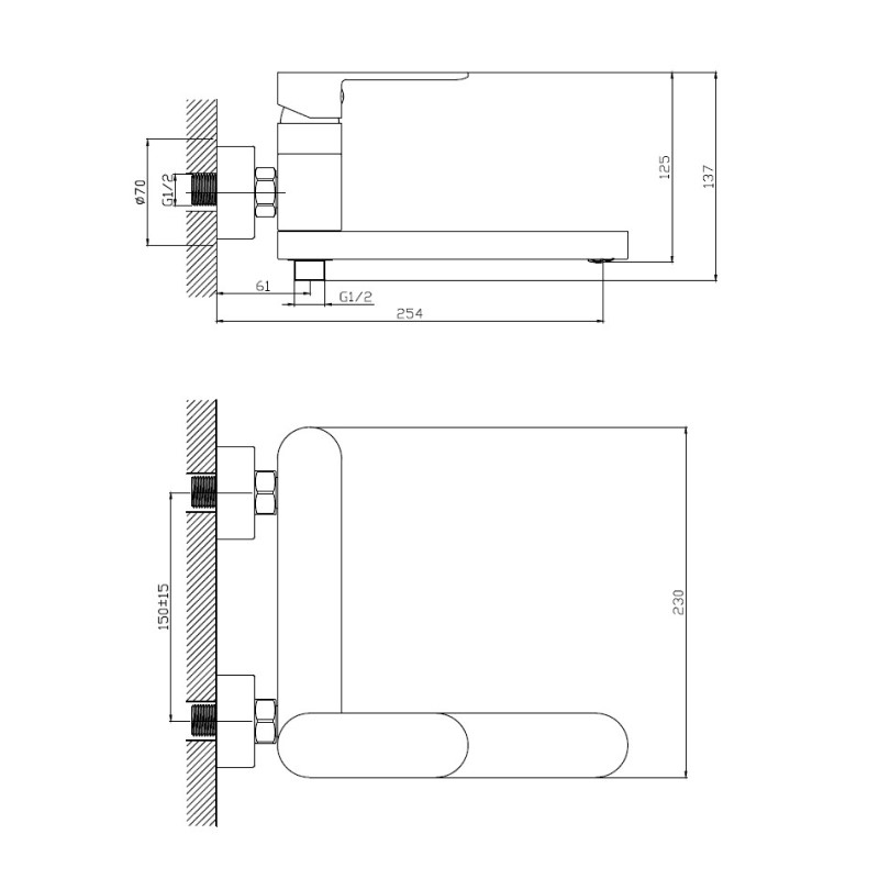 Смеситель для ванны с душем Haiba HB61590-7 черный