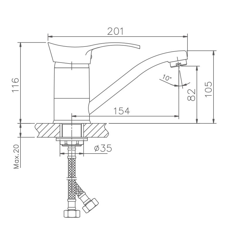 Смеситель для кухни Haiba HB01-2 хром HB4501-2