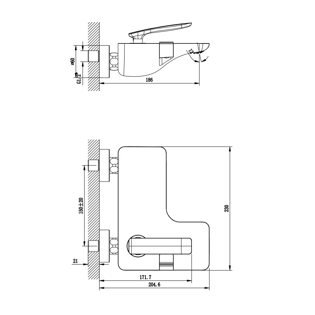 Смеситель для ванны с душем Lemark Bellario LM6802C