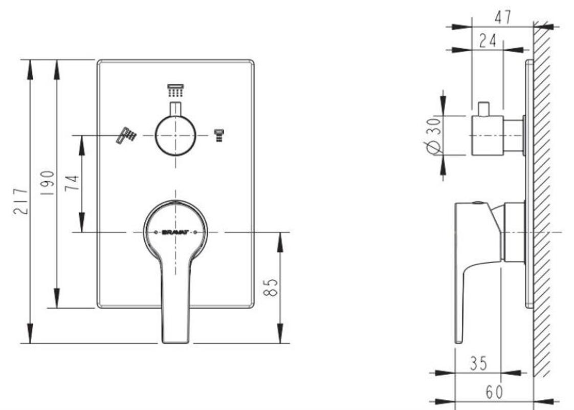 Смеситель для ванны с душем Bravat Prolate P69218CP-3-ENG