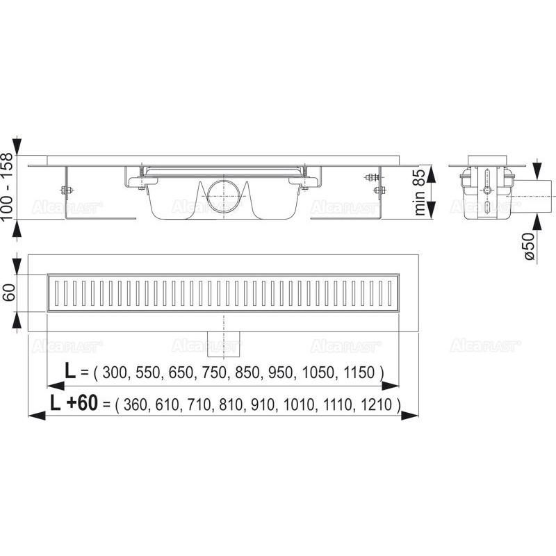 Душевой лоток AlcaPlast APZ1 S 650 с опорами