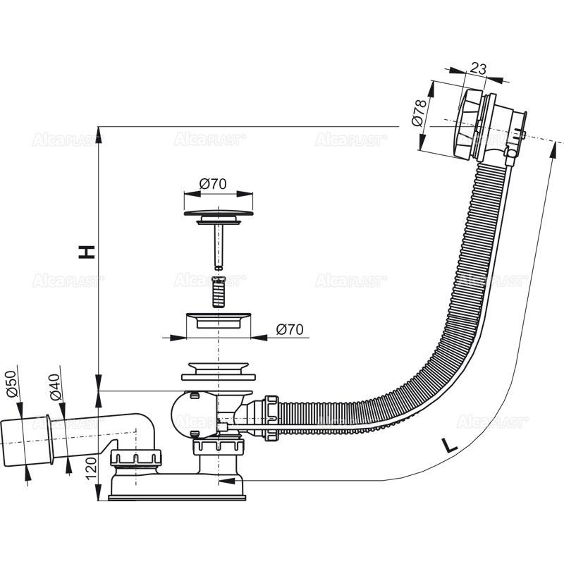 Слив-перелив AlcaPlast A55КM AG210125260