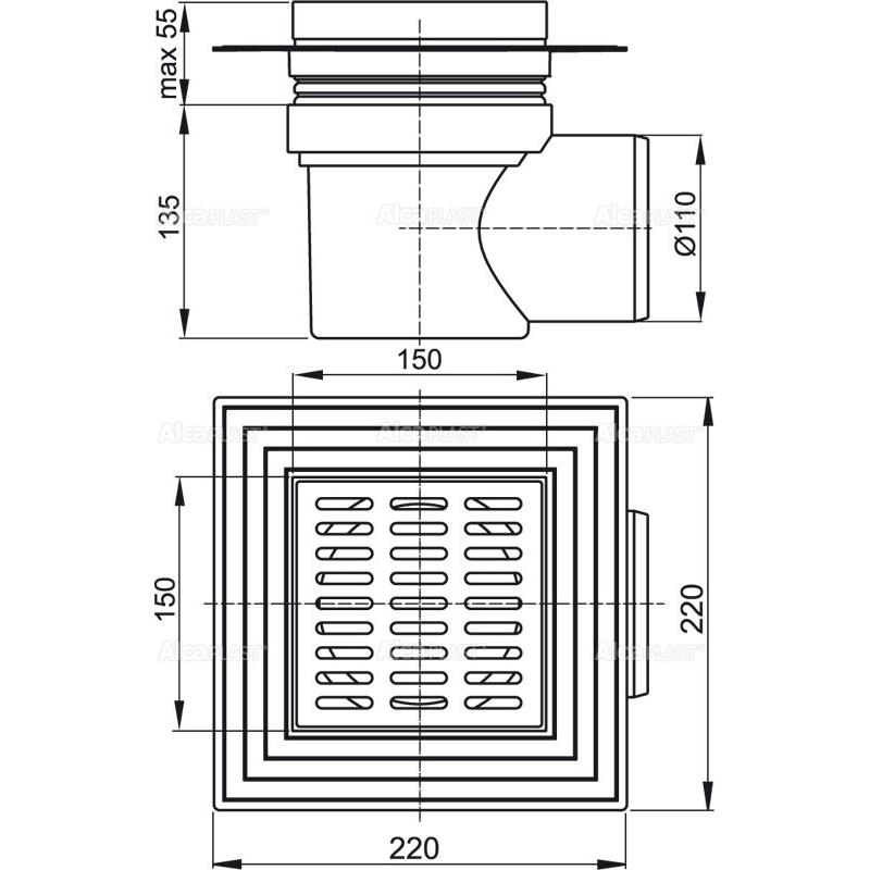 Душевой трап AlcaPlast APV 10