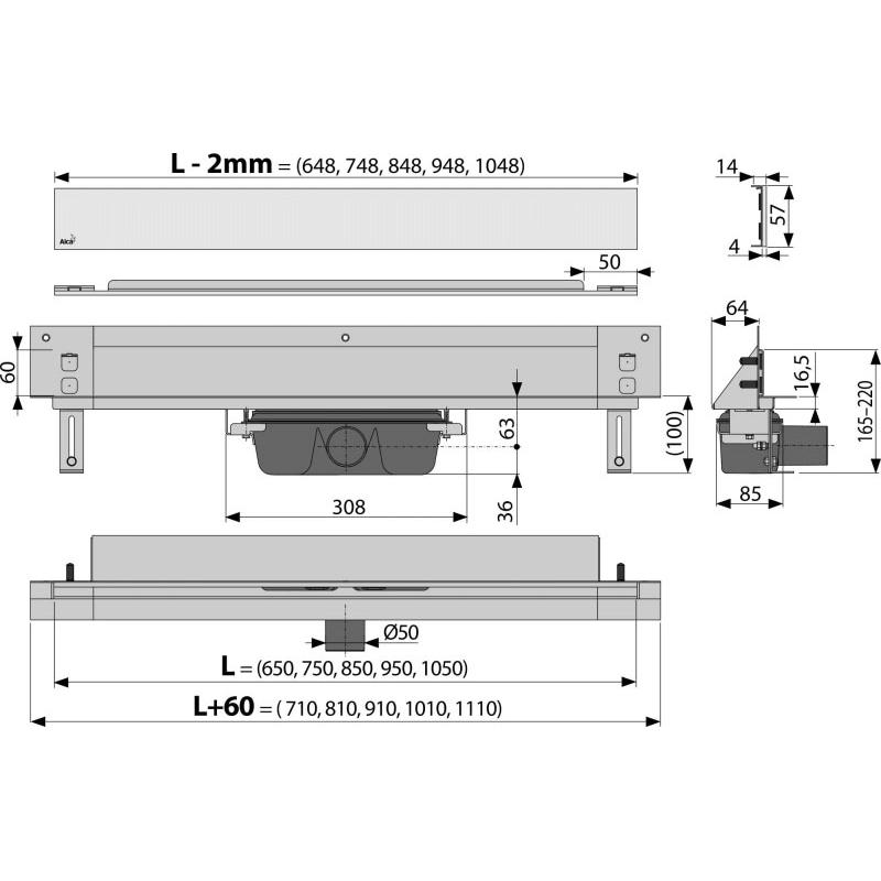 Душевой лоток AlcaPlast Spa APZ5-SHADE-650