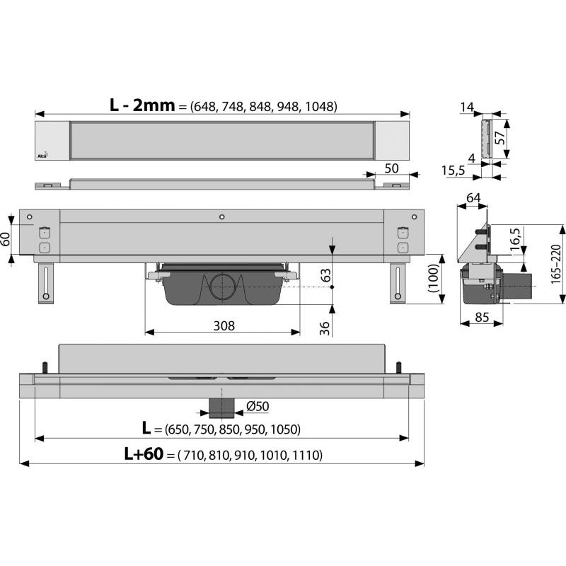 Душевой лоток AlcaPlast Spa APZ5-TWIN-950