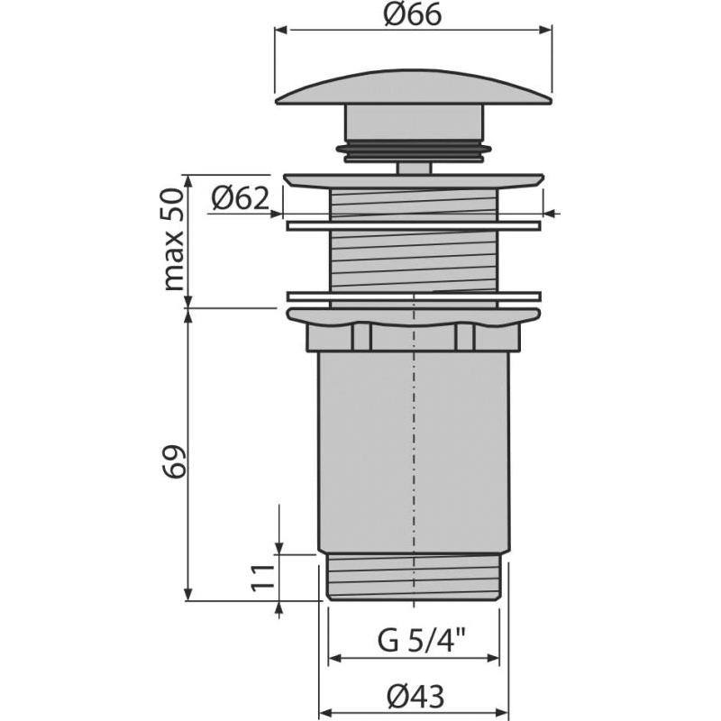 Донный клапан для раковины AlcaPlast A395