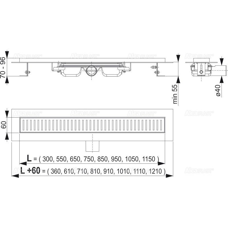 Душевой лоток AlcaPlast APZ101 550 с опорами