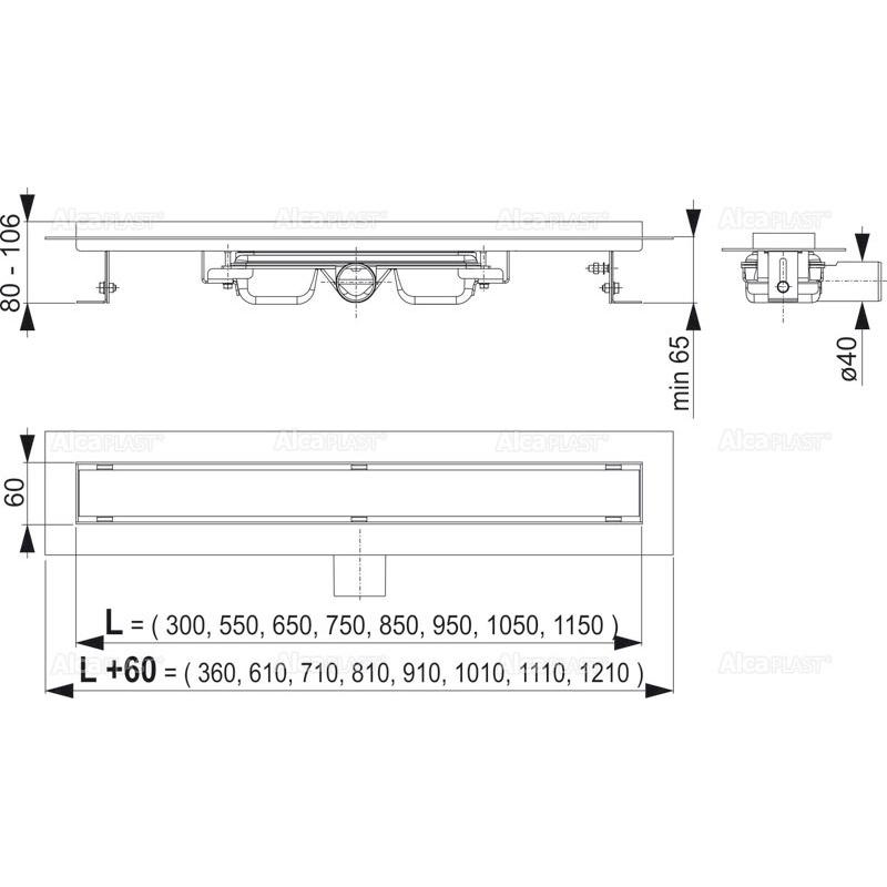 Душевой лоток AlcaPlast APZ106 -650 без решетки