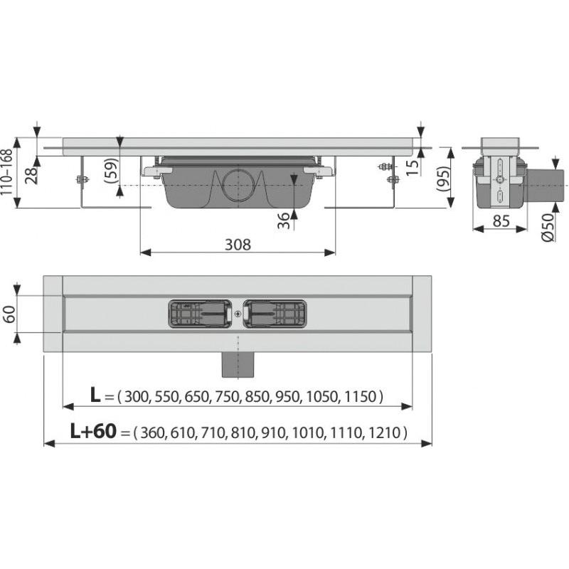 Душевой лоток AlcaPlast APZ6 S-1050 без решетки