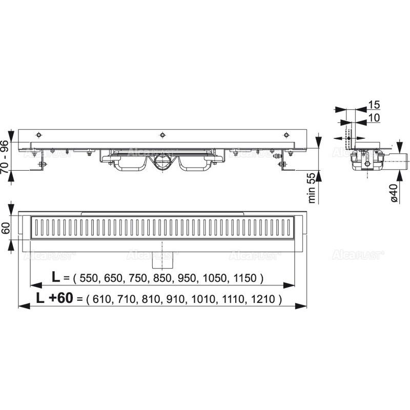 Душевой лоток AlcaPlast APZ104 -1050 без решетки