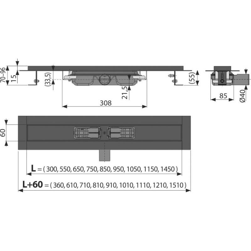 Душевой лоток AlcaPlast APZ101Black APZ101BLACK-1050 105 см