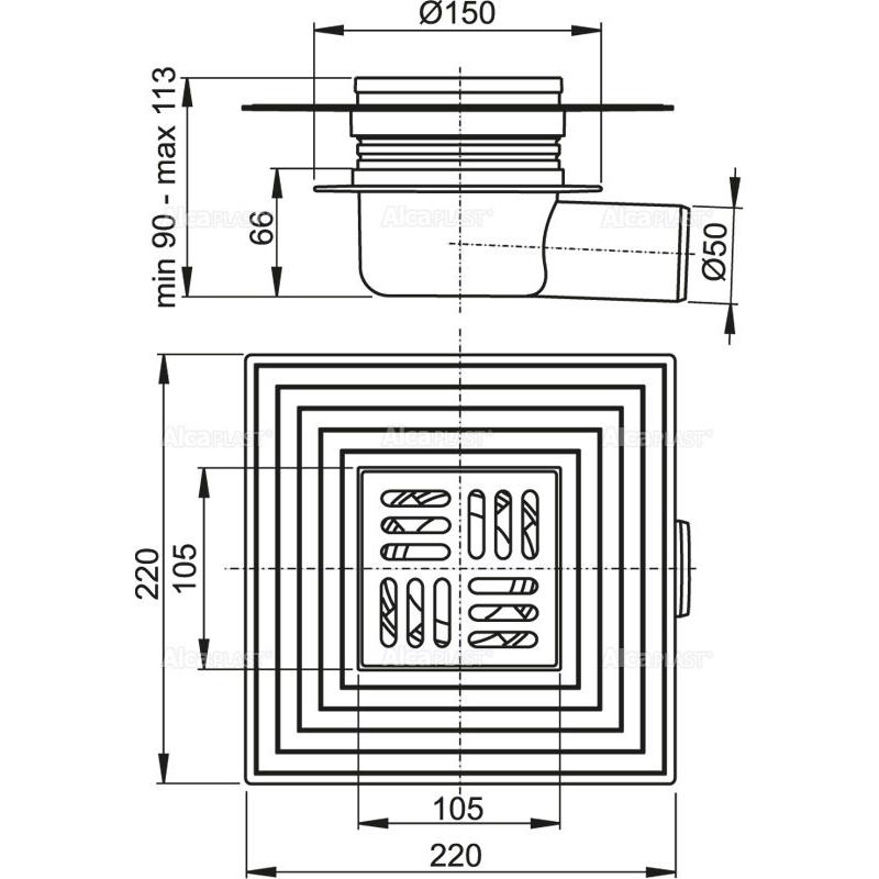 Душевой трап AlcaPlast APV 26C