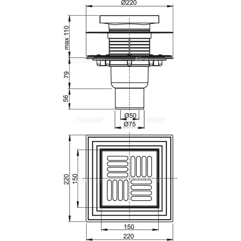 Душевой трап AlcaPlast APV4444