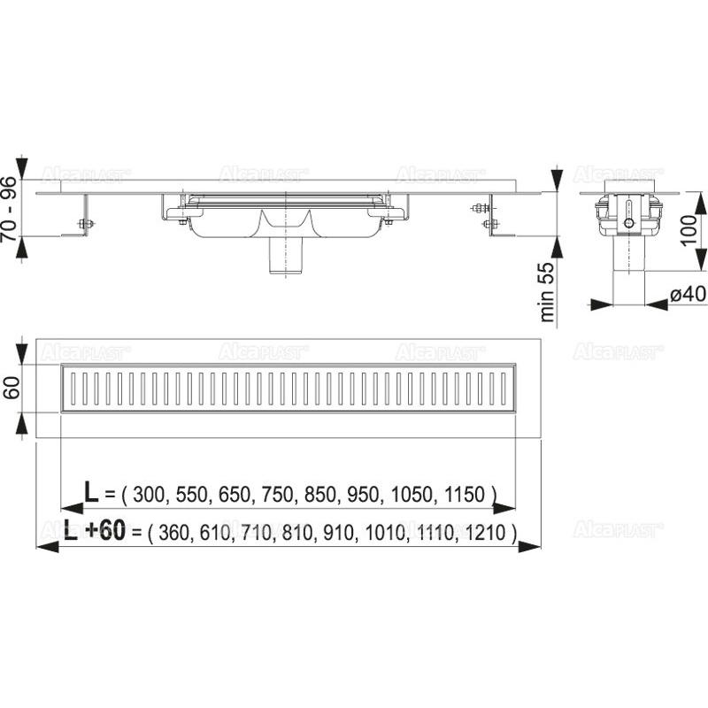 Душевой лоток AlcaPlast APZ1101 -300 без решетки