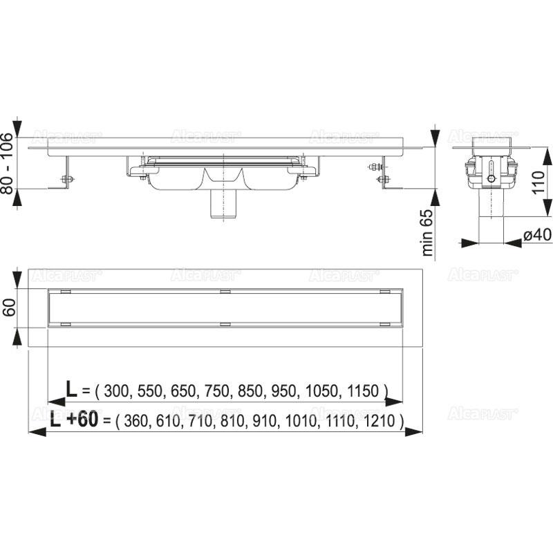 Душевой лоток AlcaPlast APZ1106 -650 без решетки