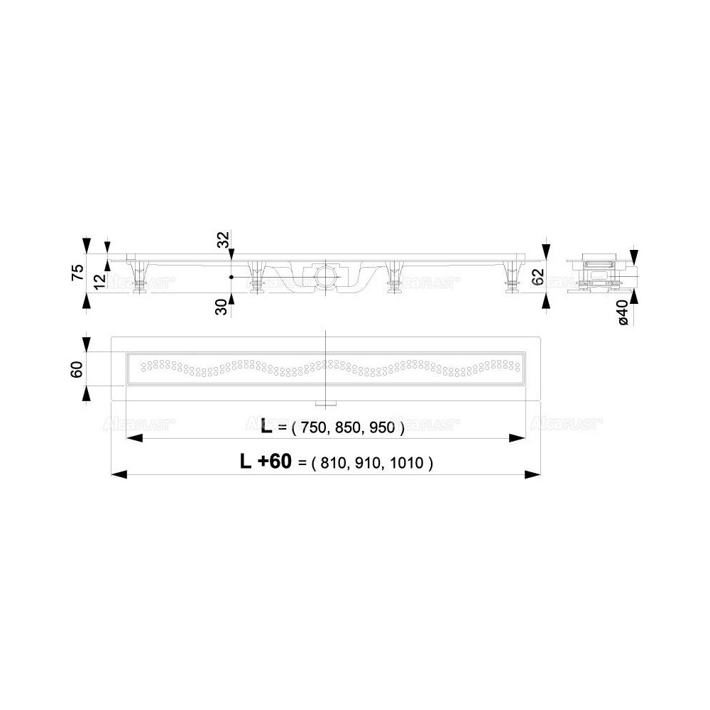 Душевой лоток AlcaPlast APZ8-Simple AG100101750 с решеткой и опорами