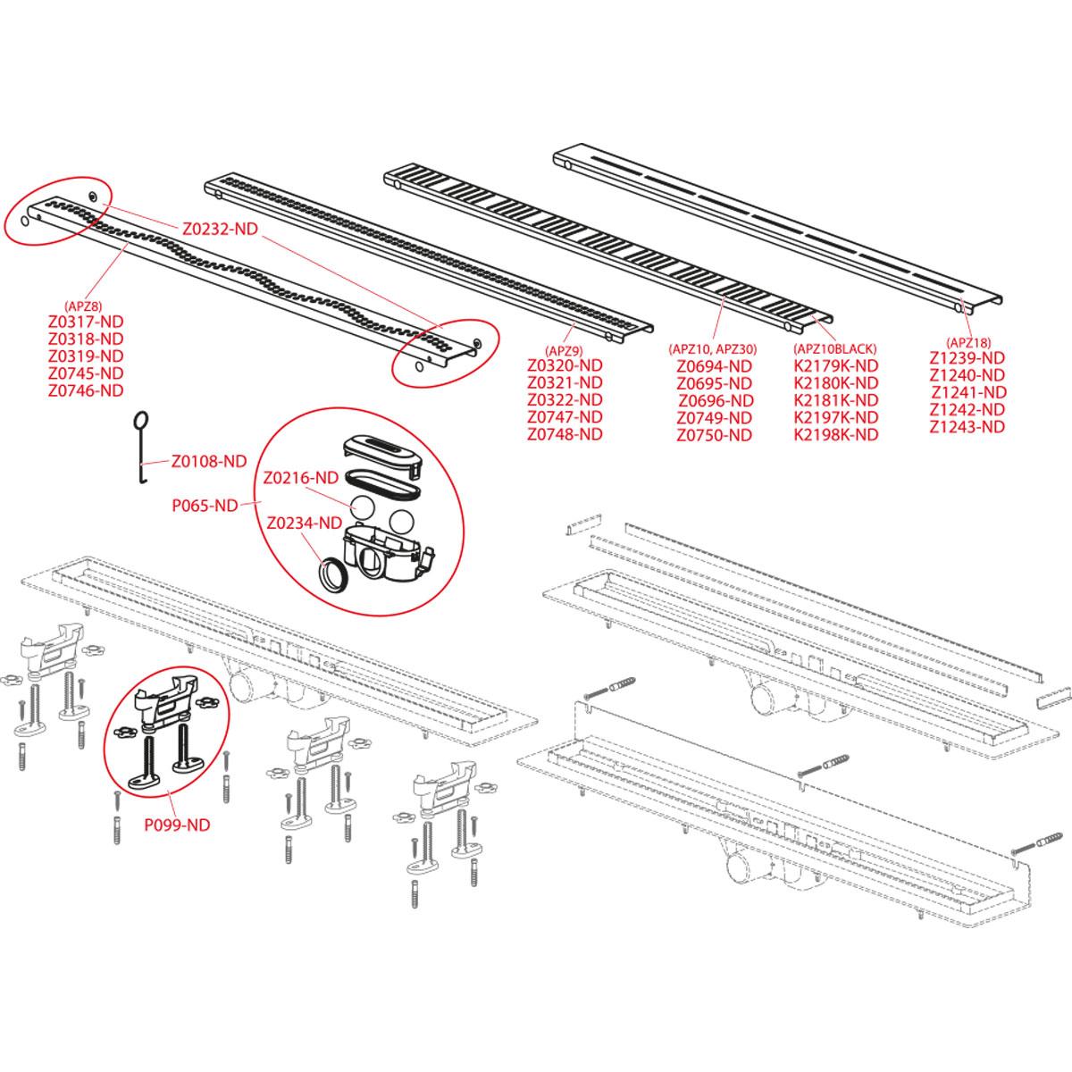 Душевой лоток AlcaPlast APZ8-Simple AG100101750 с решеткой и опорами