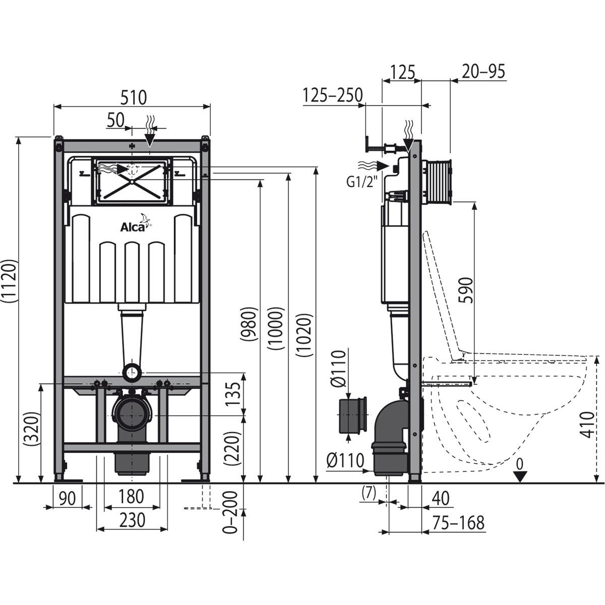 Система инсталляции для унитазов AlcaPlast A101 Sadromodul AM101/1120-0001