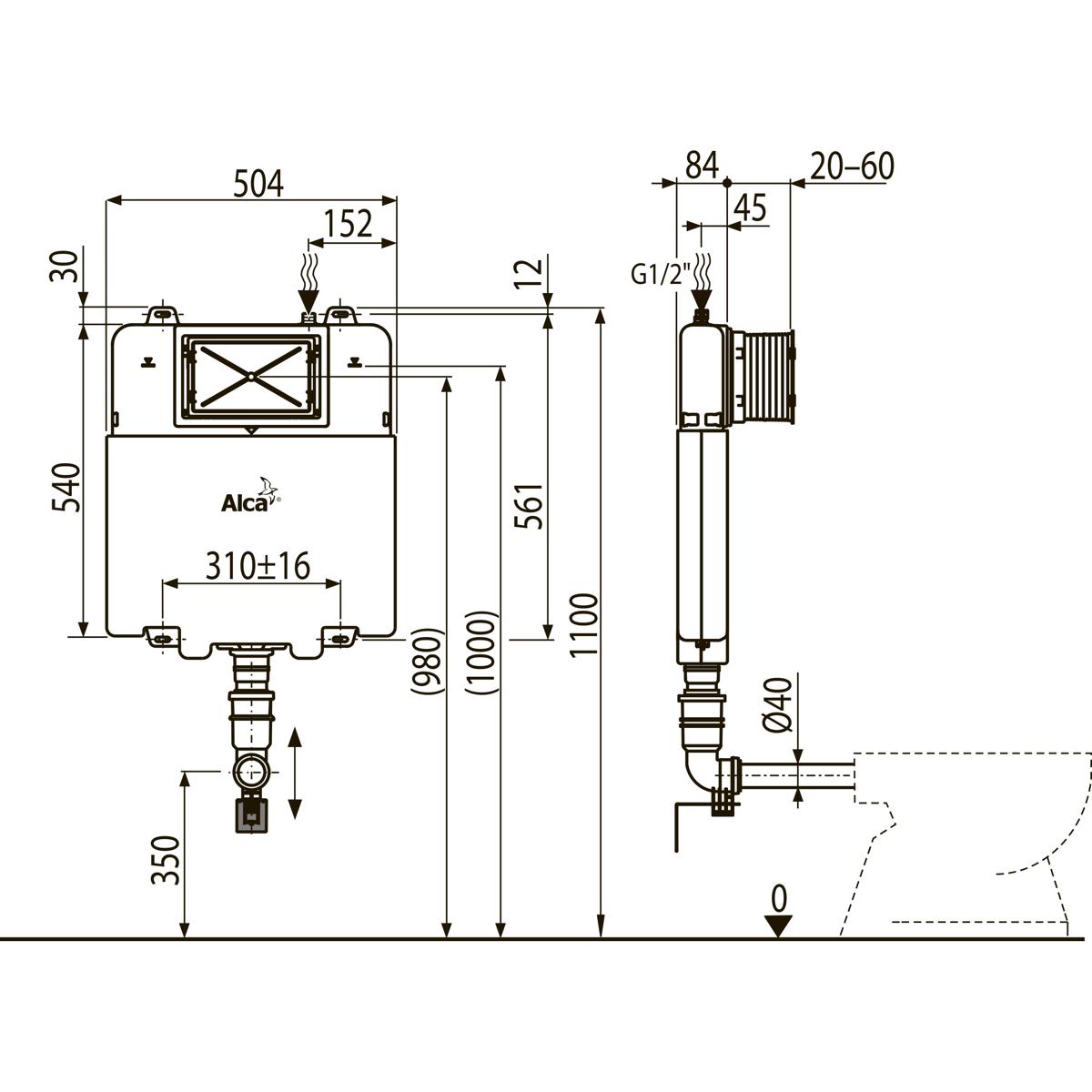 Смывной бачок скрытого монтажа AlcaPlast Basicmodul Slim AM1112