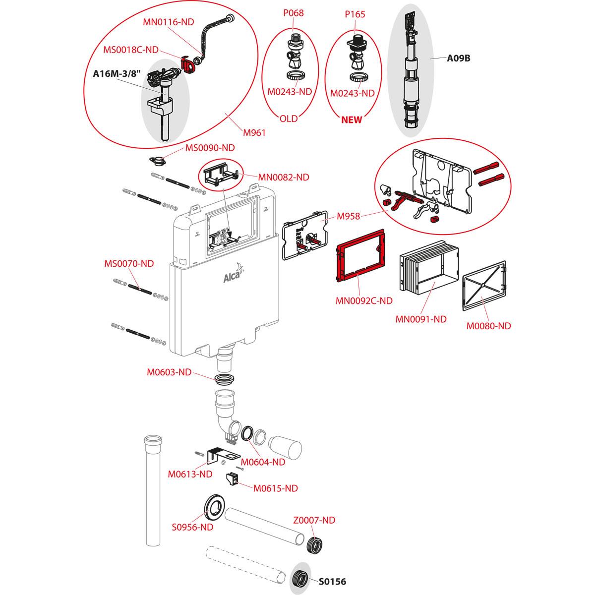 Смывной бачок скрытого монтажа AlcaPlast Basicmodul Slim AM1112