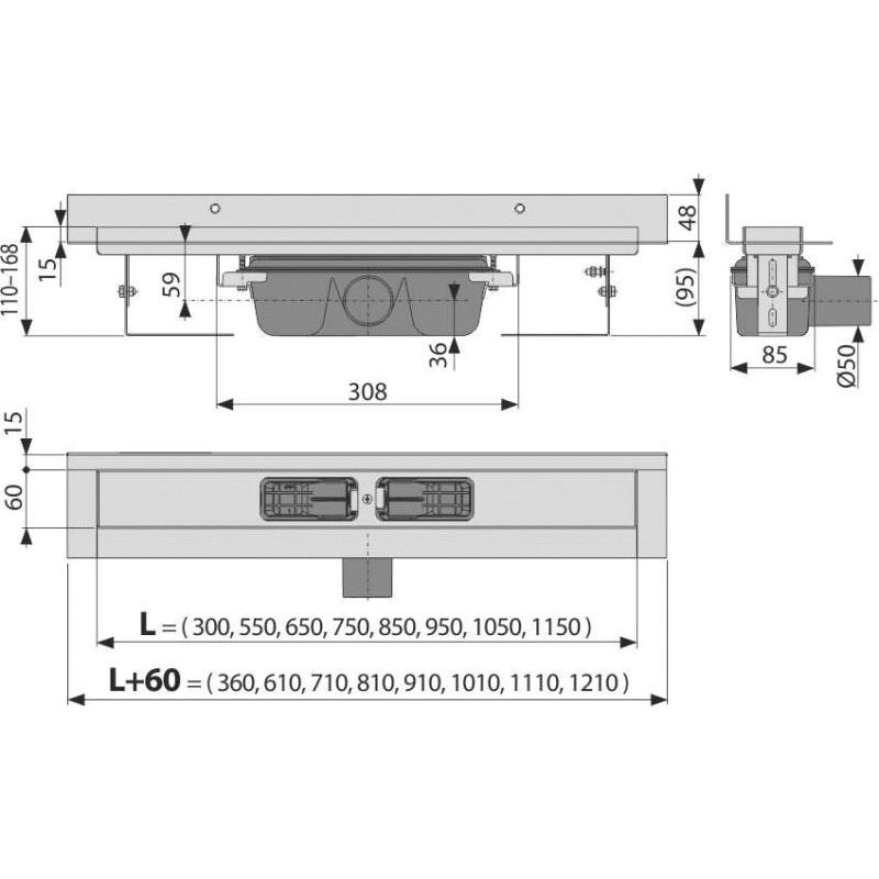 Душевой лоток AlcaPlast APZ16 -550 без решетки